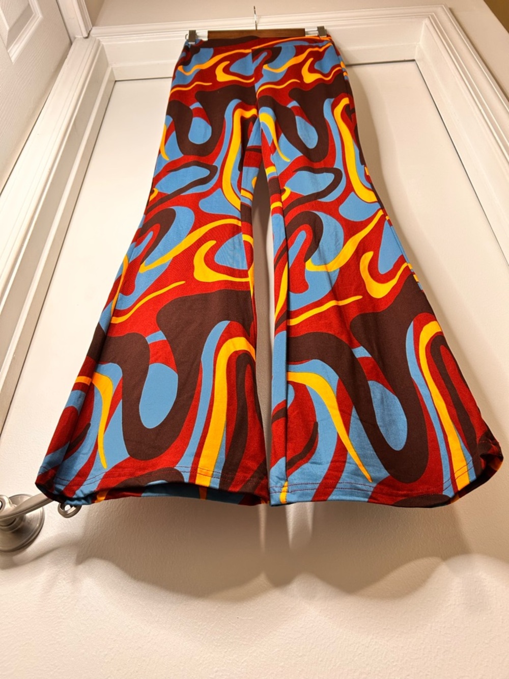 SHEIN Retro Swirl Print Flared Pants - Size Small - Picture 3 of 8